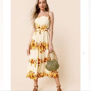 Francesca’s Alana tie back cutout midi dress small